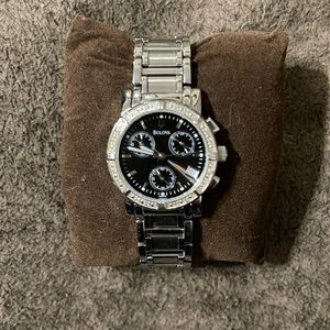 Bulova woman’s diamond studded chronographic watch